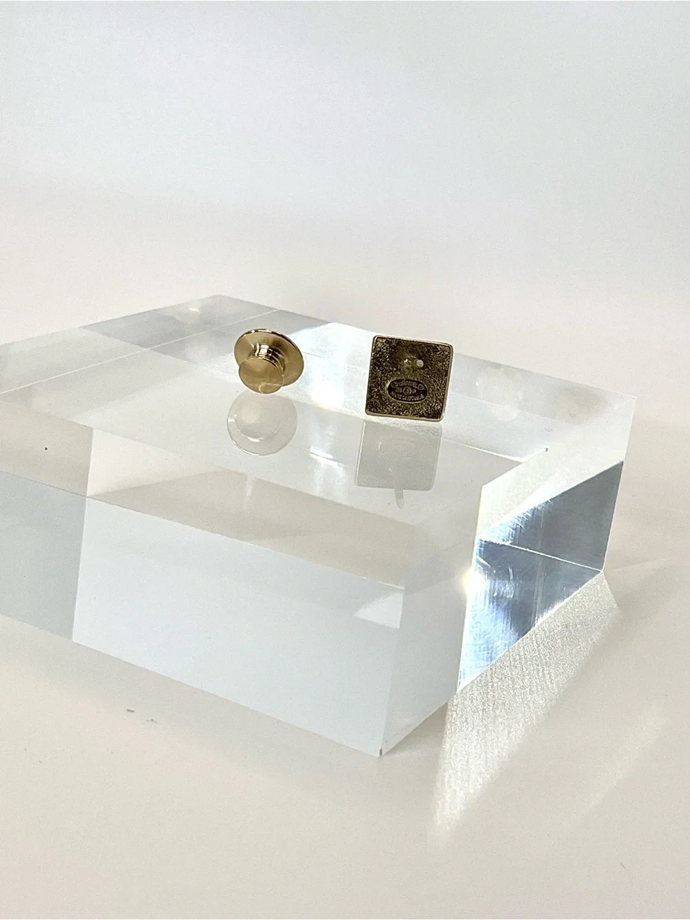CHANEL Gold Square CC Logo Lapel Pin